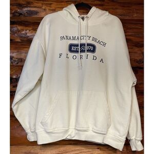 Panama City Beach Long‎ Sleeve Hoodie Cream Colored Size XL EUC